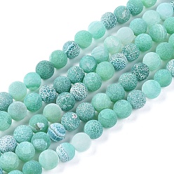 Бирюза Естественные выветрившиеся агатовые бусины, окрашенная и подогревом, матовые, круглые, бирюзовые, 10~10.5 мм, отверстие : 1.2 мм, около 38 шт / нитка, 14.2~14.5 дюйм