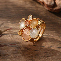 (932FM) Темно-синий аква-матовый с подкладкой Кольца из цинкового сплава и эмали для женщин, цветок, золотые, темно-золотистые, внутренний диаметр: 17 мм