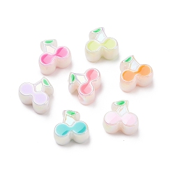 (52) Непрозрачная лаванда УФ-покрытие Радужные переливающиеся акриловые европейские бусины, бусины с большим отверстием, с эмалью, вишня, разноцветные, 11x12x7 мм, отверстие : 4.3 мм