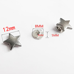 Серый Набор заклепок из сплава, звезда, для кошелька сумка обувь панк-рок кожаный ремесленный ремень для одежды, металлический черный , серые, 12x12 мм