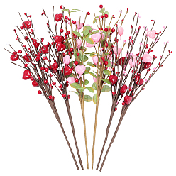 Mixed Color 6Pcs 3 Styles Foam & Gypsum & Silk Cloth Artificial Heart Flower Branch, for Wedding Home Decorations, Mixed Color, 420x95~165mm, 2pcs/style