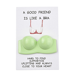 Бледно-Зеленый Прямоугольная бумажная поздравительная открытка для друзей, с украшением в форме бюстгальтера из смолы, бледно-зеленый, 75x50 мм
