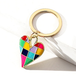 Разноцветный Брелки из сплава эмали, украшения для сумок и кошельков, сердце, красочный, 6.5x3 см