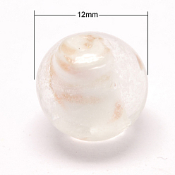 Белый Бусины ручной работы бусины золотого песка, круглые, белые, 12 мм, отверстие : 1 мм
