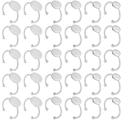 Нержавеющая Сталь Цвет 30 шт. 3 стили регулируются 304 компоненты колец из нержавеющей стали, латунная фурнитура платформы для кольца, плоско-круглые, цвет нержавеющей стали, размер США 8 1/2 (18.5 мм), лоток : 8~12 мм, 10 шт / стиль