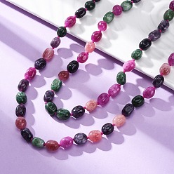 Разноцветный Натуральные окрашенные малайзийские нефритовые самородки из бисера длинные ожерелья для женщин, красочный, 46.06 дюйм (117 см)