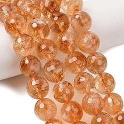 Citrine Citrine naturelle chapelets de perles, ronde, à facettes (128 facettes), 10mm, Trou: 1.2mm, Environ 37 pcs/chapelet, 14.96'' (38 cm)