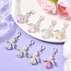 (52) Непрозрачная лаванда Акриловые подвесные украшения ангела, с цинковым сплавом застежками омаров коготь, разноцветные, 37 мм