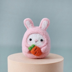 Бледно-Розовый Подвеска в виде кролика, украшение, наборы для валяния для начинающих, игла своими руками, включая шерсть, игла для валяния, пенопластовая панель, инструкция, розовый жемчуг, 60x40 мм