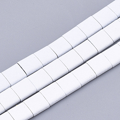 Белый Окрашенные распылением немагнитные синтетические гематитовые бусины, 2-луночное, для изготовления эластичных браслетов, квадратный, белые, 5x5x2 мм, отверстие : 0.5 мм, около 75 шт / нитка, 15.7 дюйм