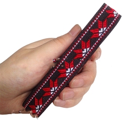 Красный 6.8m жаккардовая лента с цветочным рисунком в этническом стиле из полиэстера, красные, 3/4 дюйм (20 мм), около 7.44 ярдов (6.8 м) / рулон