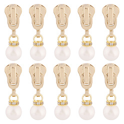 Золотой 10 шт. круглые акриловые жемчужные и сплавные бегунки для молний, аксессуары для замены молнии, для чемодана, пакет, костюм, золотые, 37 мм