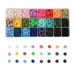 (52) Непрозрачная лаванда 240 g 24 цвета бусин из полимерной глины ручной работы., Heishi бусы, для поделок ювелирных изделий, Диск / плоские круглые, разноцветные, 8x1 мм, отверстие : 2 мм, 10 г / цвет