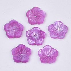 Orchidéeée Moyen Coquille de nacre blanche naturelle, teint, fleur, moyen orchidée, 12.5x12.5x2.5mm, Trou: 1.2mm