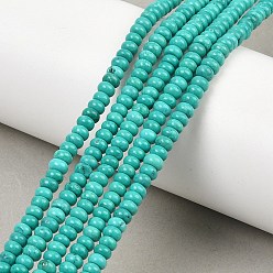 чирок Бусины из натурального магнезита, окрашенная и подогревом, рондель, сгладить, зелено-синие, 4x2 мм, отверстие : 1 мм, около 155 шт / нитка, 15.31'' (38.9 см)