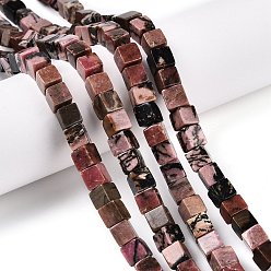 Родонит Природные родонит бисер нитей, кубические, 6~7x6~6.5x6~6.5 мм, отверстие : 1 мм, около 60~61 шт / нитка, 15~15.366'' (38.1~39 см)