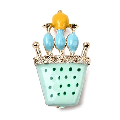 Светло-зеленый Эмалевые булавки, булавки из сплава для лацканов одежды рюкзака, Торт на день рождения, светло-зеленый, 36.5x20 мм