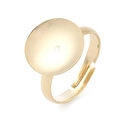 Настоящее золото 24K Регулируемое латунное кольцо-подкладку, пустой круглый кольцевой поднос, стойки покрытие, долговечный, без свинца и без кадмия, реальный 24 k позолоченный, лоток : 14 мм, 3 мм, размер США 7 1/4 (17.5 мм)