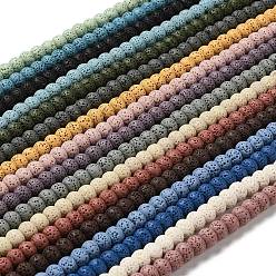 (52) Непрозрачная лаванда Нити бусин из натурального камня, окрашенные в лавовый камень, рондель, разноцветные, 8x5~6 мм, отверстие : 1.6 мм, около 65~66 шт / нитка, 15.75'' (40~40.5 см)