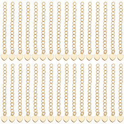 Chapado en Oro Real 18K 40extensor de cadena de cable de latón (piezas), con dijes en forma de corazón, sin níquel, real 18 k chapado en oro, 53 mm