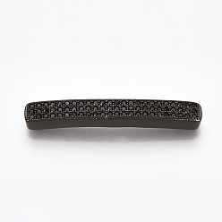 Gunmetal Brass Micro Pave Cubic Zirconia Beads, Cadmium Free & Lead Free, Cuboid, Black, Gunmetal, 36x5x4~5mm, Hole: 1mm