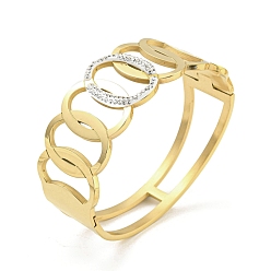 Золотой 304 женские браслеты на шарнирах из нержавеющей стали с кристаллами и стразами, золотые, 1/2~1 дюйм (1.3~2.5 см), внутренний диаметр: 2-3/8x2 дюйм (6.1x5.1 см)