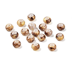 (932FM) Темно-синий аква-матовый с подкладкой Непрозрачные с напылением стеклянные бусины, рондель, темно-золотистые, 8x5 мм, отверстие : 2 мм, Около 1041 шт / 450 г