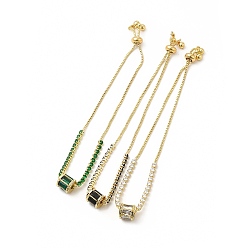 (52) Непрозрачная лаванда Браслет-слайдер со звеньями колонны из кубического циркония, настоящие позолоченные украшения из латуни для женщин, без кадмия и без свинца, разноцветные, 18 дюйм (10-1/8 см)