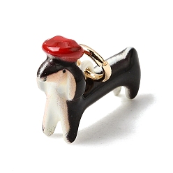 Красный Печать 304 подвески из нержавеющей стали, брелок в виде собаки в шляпе, золотые, красные, 13.2x20.4x6.4 мм, отверстие : 3.9 мм