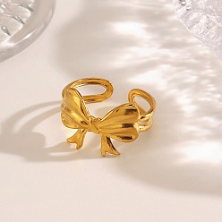 Настоящее золото 18K 304 открытые манжеты из нержавеющей стали, бантом, реальный 18 k позолоченный, 12 мм, регулируемый