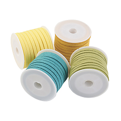 (52) Непрозрачная лаванда Шнуры из искусственной замши, искусственная замшевая кружева, разноцветные, 4x1.5 мм, около 5.46 ярдов (5 м) / рулон, 4 рулонов / набор