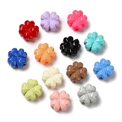 Mixed Color Baking Paint Opaque Acrylic Beads, Faceted, Clover, Mixed Color, 15.5x15.5x8.5mm, Hole: 3.5mm