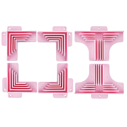 Pink 8Pcs Plastic Corner Guides for Chipboard Boxes, Corner Clamps, Scrapbooking Tools, Pink, 5.45~6.2x7.3~8.7x1.5cm