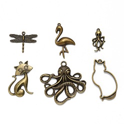 Antique Bronze Tibetan Style Alloy Animal Pendants, Antique Bronze, 31~60x31~60x3~4mm, Hole: 1~2mm