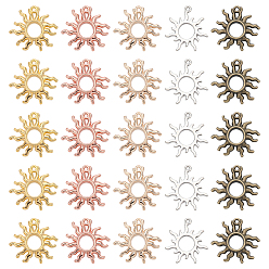 (52) Непрозрачная лаванда 40шт 5 стили подвеска из сплава настройки кабошон, настройки открытой спины, солнце, разноцветные, 25.5~26x24~26x2~3 мм, отверстие : 1.5 мм, 8 шт / стиль