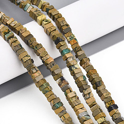 Gemstone Нити бусин из натурального камня вердит, квадратный, 2~2.5x4~4.5x4~4.5 мм, отверстие : 0.8 мм, около 146~150 шт / нитка, 14.76~15.16'' (37.5~38.5 см)