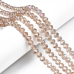 Перу Стеклянные бусины с гальваническим покрытием , с покрытием AB цвета, граненые, рондель, Перу, 8x6 мм, отверстие : 1 мм, около 60~62 шт / нитка, 39~40 см