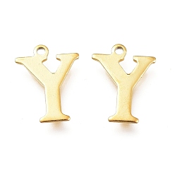Letter Y Вакуумное покрытие pvd 304 подвески из нержавеющей стали, лазерная резка, алфавит, золотые, letter.y, 12.5x9.5x0.8 мм, отверстие : 1 мм