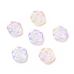 Farbig Opake Acryl BlumeCabochons, AB Farbe, Rose, Farbig, 11.5x12x4 mm