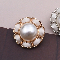 Белый Кнопка сплава хвостовиком, с бантиком, цветок, белые, 18 мм