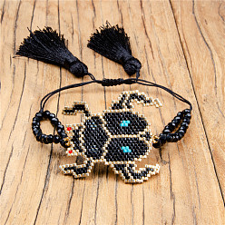  Стекло бисер ссылаются браслеты, плетеные браслеты из бисера для женщин, жук, с кистями