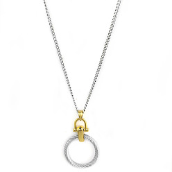 Золотой & Цвет Нержавеющей Стали Кольцо-виток 304 ожерелья с подвеской из нержавеющей стали для женщин, золотые и нержавеющая сталь цвет, 17.72 дюйм (45 см)