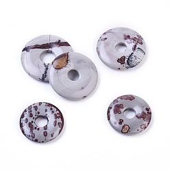 Dendritic Jasper Natural Dendritic Jasper Pendants, Chohua Jasper, Donut/Pi Disc, Donut Width: 11~14.5mm, 30~40x5~6.5mm, Hole: 8~11mm