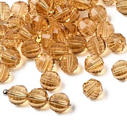 Золотистый К 9 стекло, имитация Австрийские кристаллические шарики, класс AAA, граненые, круглые, золотые, 6 мм, отверстие : 0.7~0.9 мм