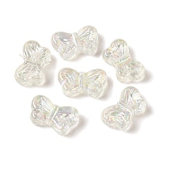 Белый Уф-покрытие прозрачные акриловые бусины, бабочка, белые, 8x14x4 мм, отверстие : 1.4 мм