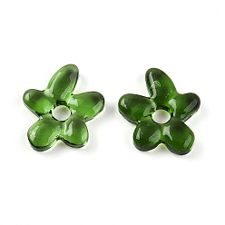 Зеленый Бусины лэмпворк , цветок, зелёные, 18~18.5x17~17.5x4~5 мм, отверстие : 3~4 мм