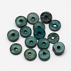 чирок Окрашенные бусины пончик кокосовые, зелено-синие, 12x2~4 мм, отверстие : 3 мм, Около 1136 шт / 500 г