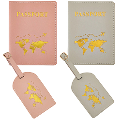 (52) Непрозрачная лаванда 2шт. багажная бирка из искусственной кожи и 2шт. комплект обложек для паспорта, прямоугольные, разноцветные, 165x70x7 мм