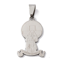 Нержавеющая Сталь Цвет 201 подвески из нержавеющей стали, святое очарование, лазерная резка, анти-тускнение, цвет нержавеющей стали, 29x18x1 мм, отверстие : 7x5 мм