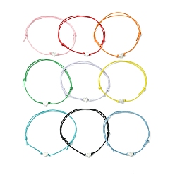 (52) Непрозрачная лаванда 10шт 10 набор браслетов из цветного сплава с сердцем из бисера, регулируемые браслеты для женщин, разноцветные, внутренний диаметр: 1-5/8~3-1/4 дюйм (4.2~8.2 см), 1 шт / цвет
